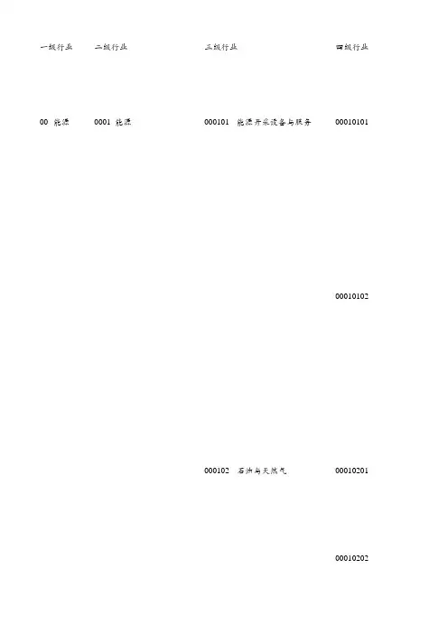 中证行业分类