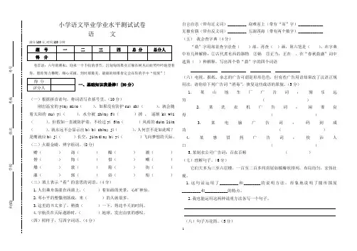 人教新课标六年级下册语文试题-毕业检测卷  含答案