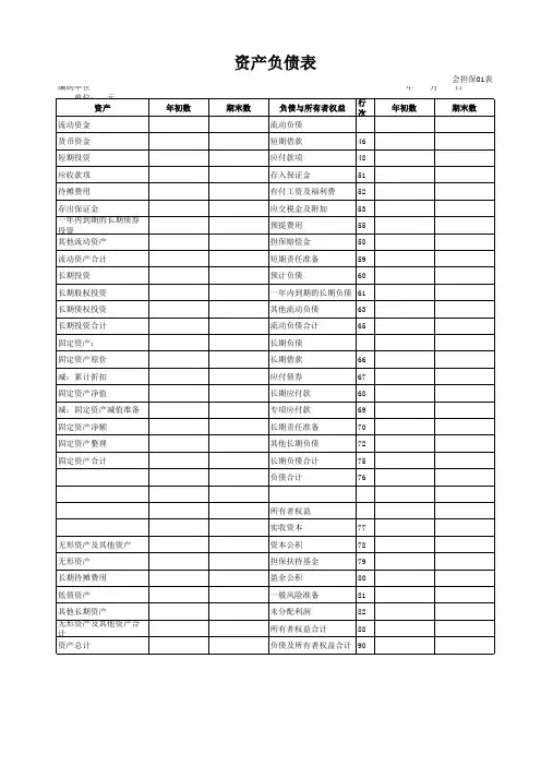 担保企业会计报表