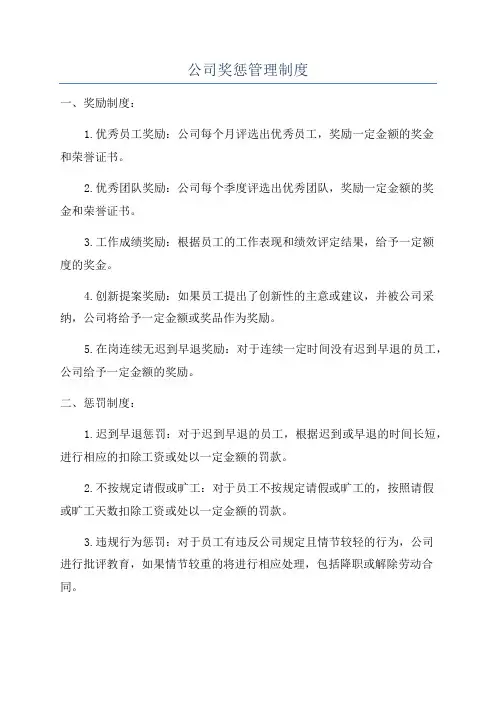 公司奖惩管理制度
