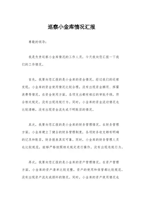 巡察小金库情况汇报