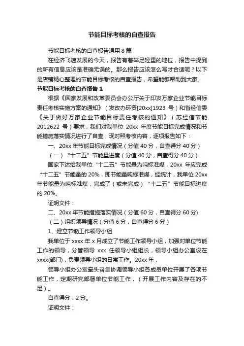 节能目标考核的自查报告