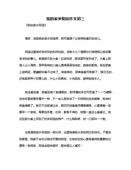我的家乡阳信作文初三