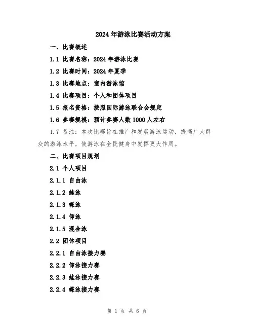 2024年游泳比赛活动方案