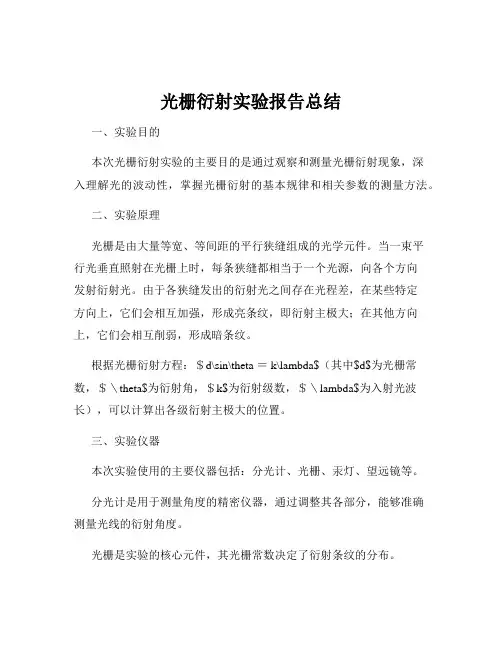 光栅衍射实验报告总结