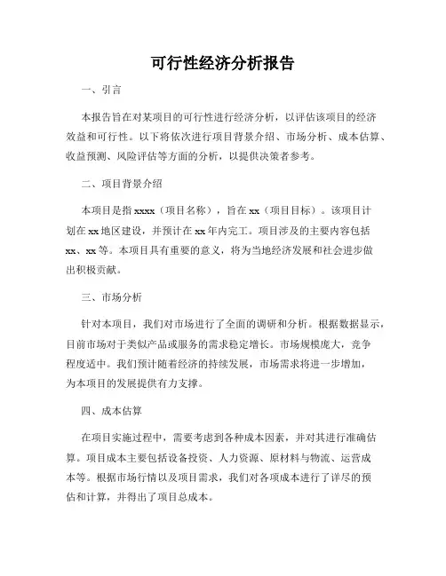 可行性经济分析报告