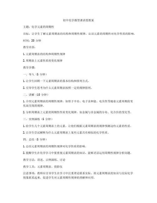 初中化学微型课讲授教案