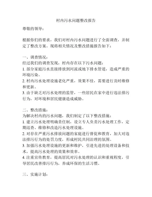 村内污水问题整改报告