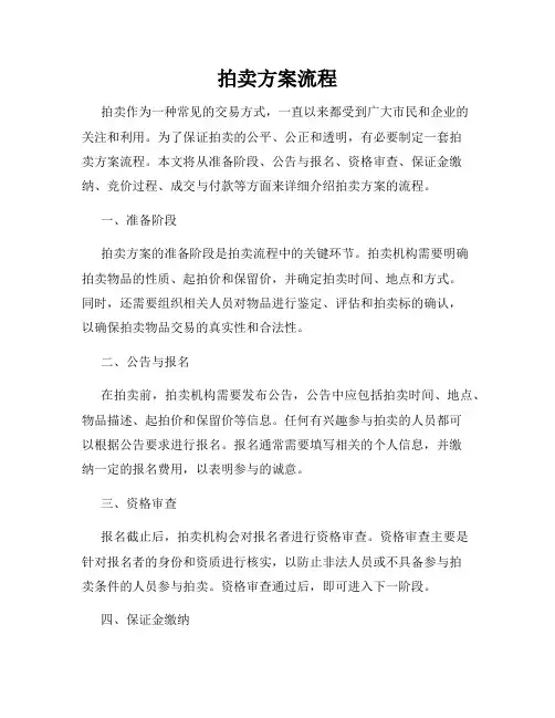 拍卖方案流程