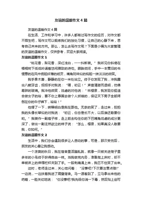 友谊的温暖作文4篇