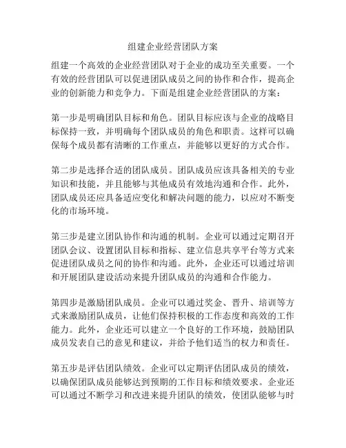 组建企业经营团队方案