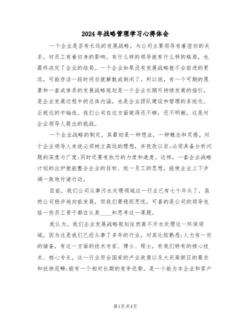 2024年战略管理学习心得体会(二篇)