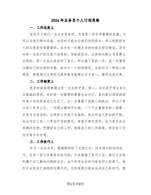 2024年业务员个人计划思路(5篇)