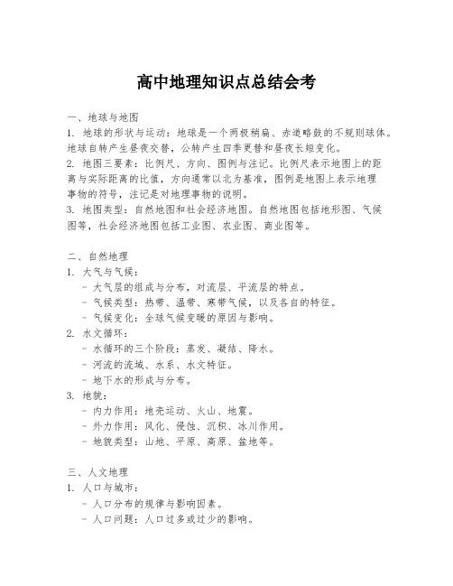 高中地理知识点总结会考
