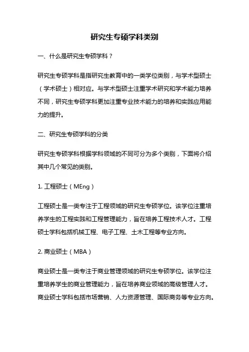 研究生专硕学科类别