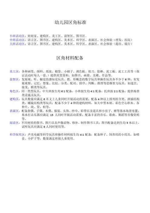 班级区角标准