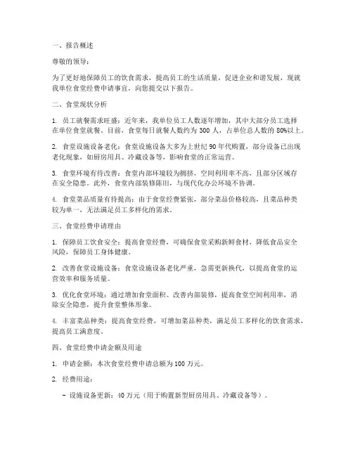 关于食堂经费的申请报告