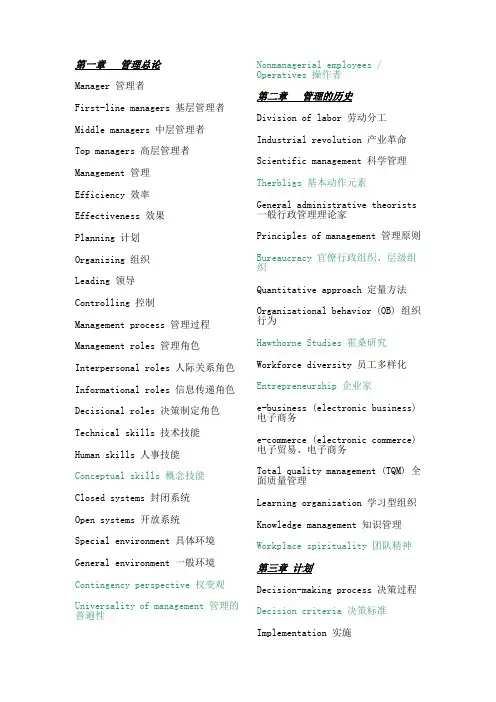 管理学核心词汇整理