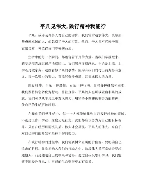 平凡见伟大,践行精神我能行