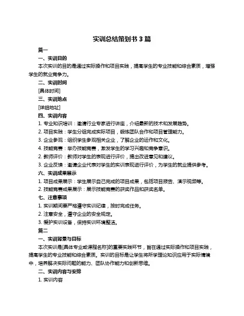 实训总结策划书3篇