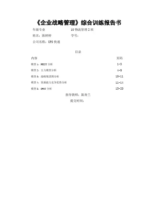 UPS快递公司战略分析
