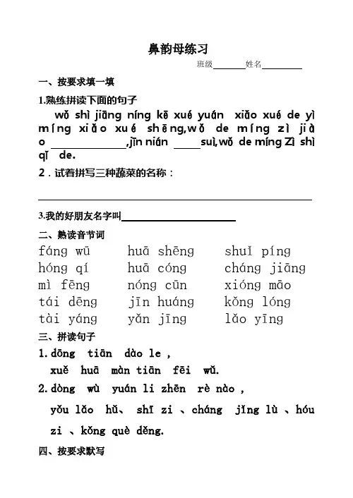 鼻韵母练习