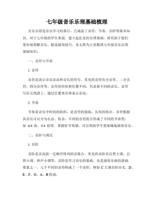 七年级音乐乐理基础梳理