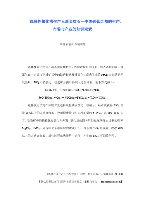 选择性氯化法生产人造金红石—中国钒钛之都的生产、市场与产业的知识元素