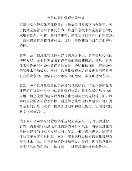 公司信息化管理体系建设
