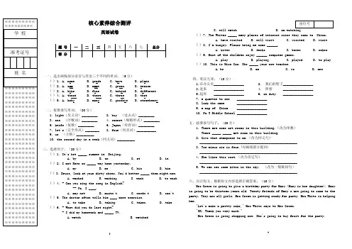 (word完整版)小升初核心素养测评试卷英语(带答案版)