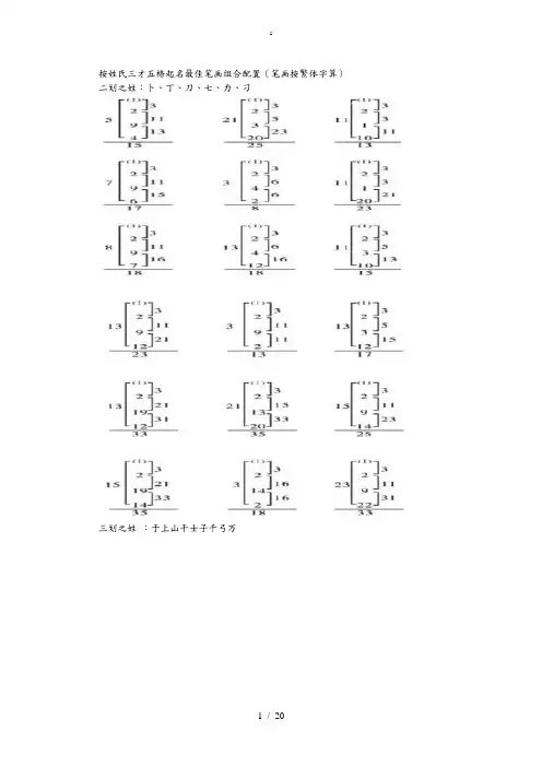 按姓氏三才五格起名最佳笔画组合配置