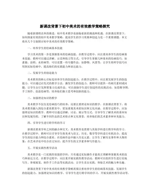 新课改背景下初中美术的有效教学策略探究