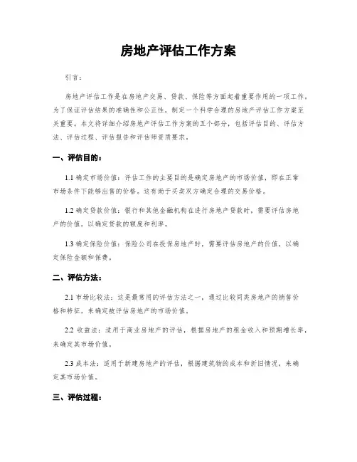 房地产评估工作方案