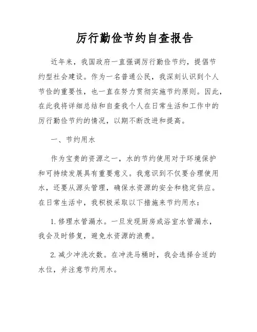 厉行勤俭节约自查报告