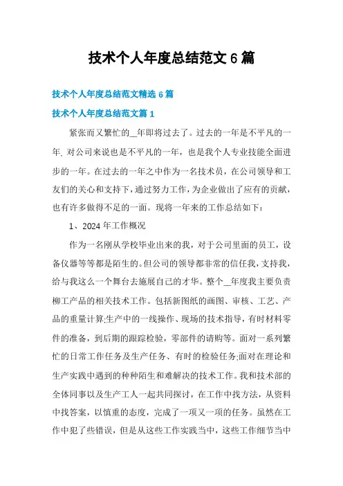 技术个人年度总结范文6篇