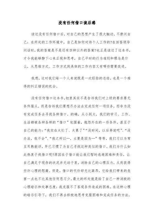 没有任何借口读后感（四篇）