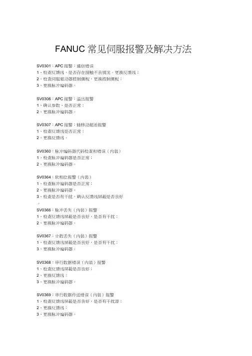 FANUC常见伺服报警及解决方法