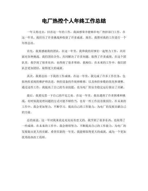 电厂热控个人年终工作总结