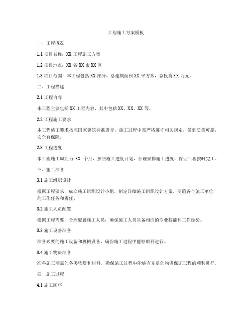工程施工方案模板