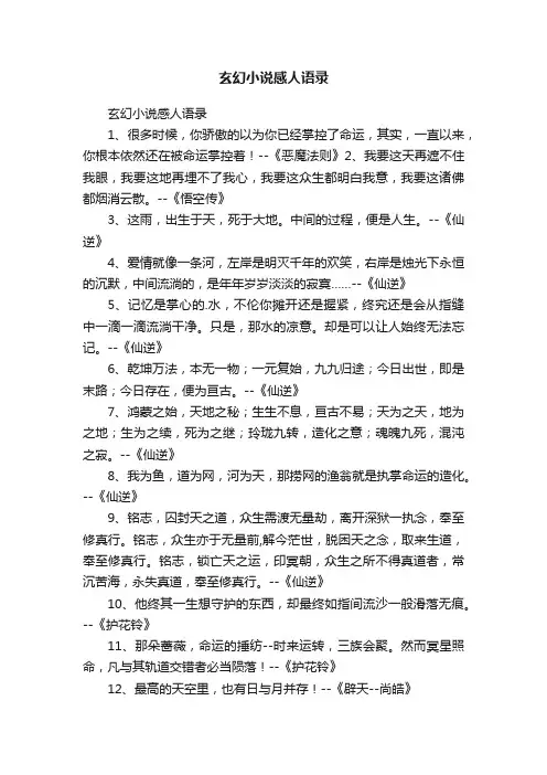 玄幻小说感人语录