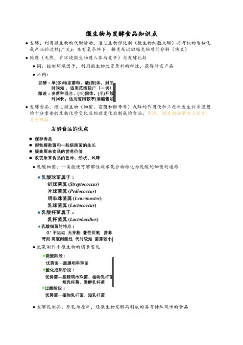 微生物与发酵食品知识点