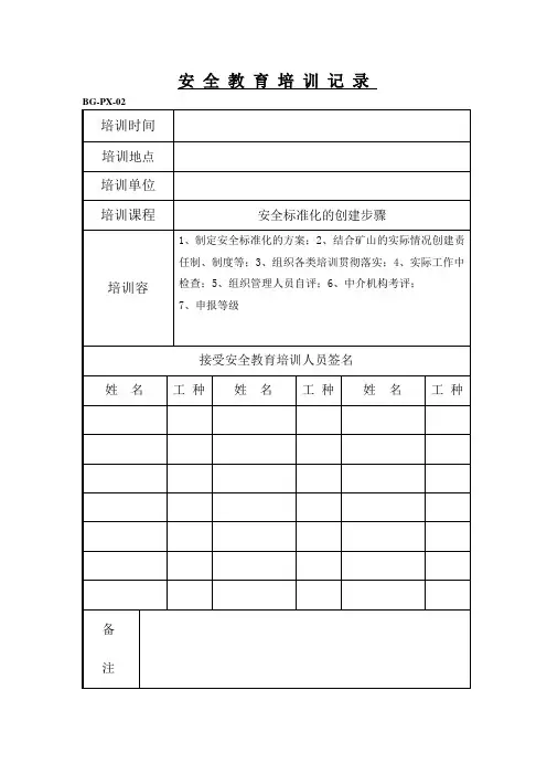 采石场安全教育培训记录