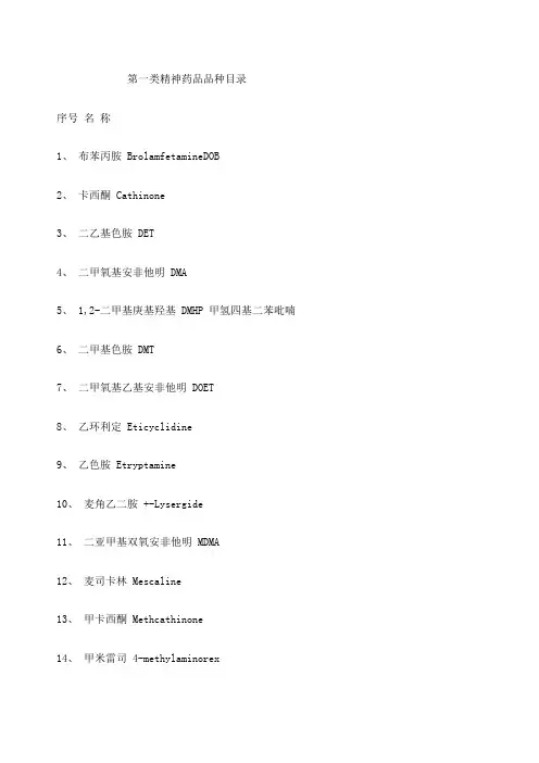 第一类精神药品目录