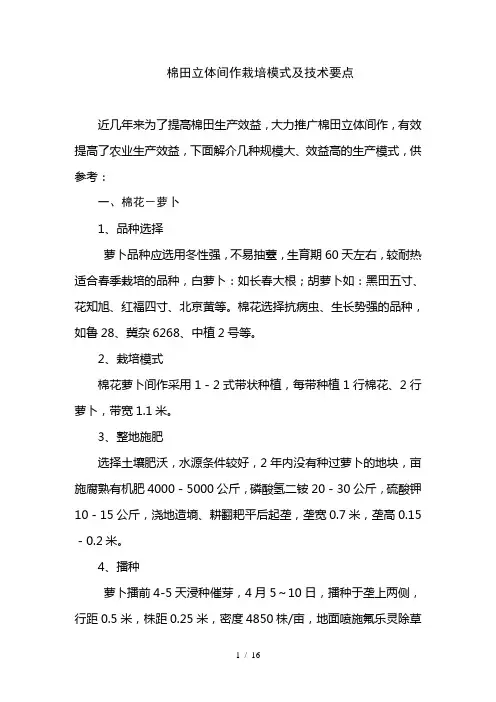 棉花立体间作技术