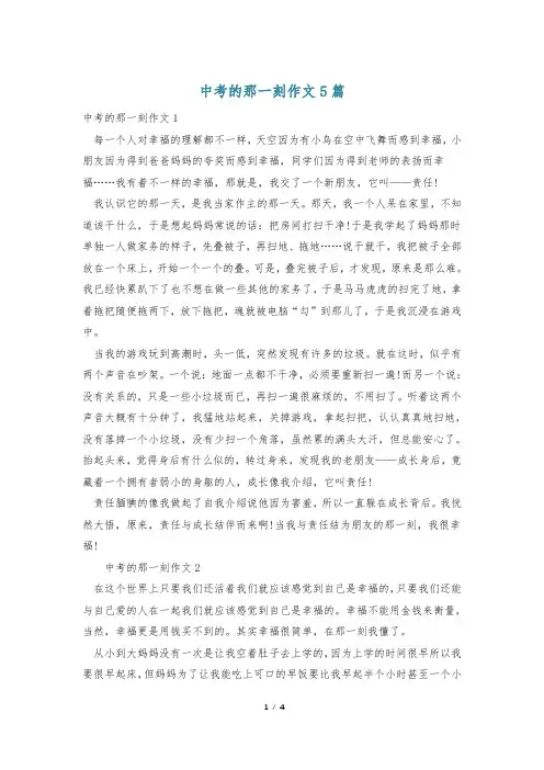 中考的那一刻作文5篇