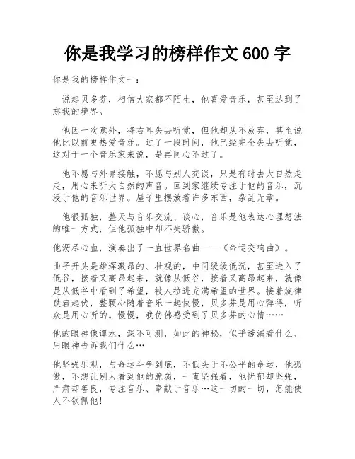 你是我学习的榜样作文600字
