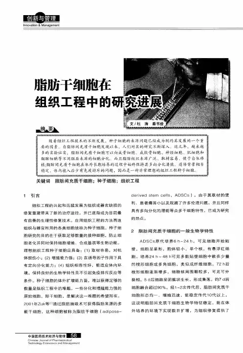 脂肪干细胞在组织工程中的研究进展