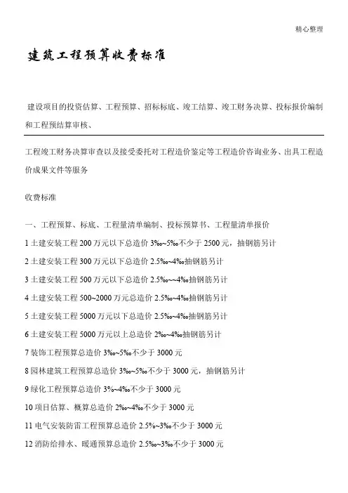 工程预算收费标准