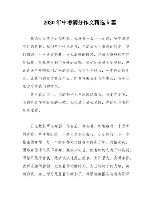 2020年中考满分作文精选5篇