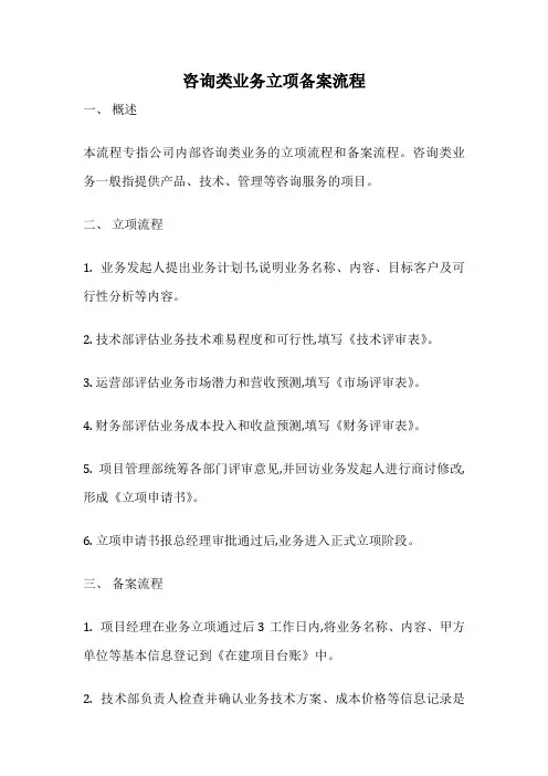 咨询类业务立项备案流程